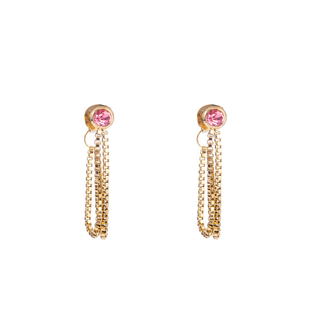 Goud roze bloem oorbellen