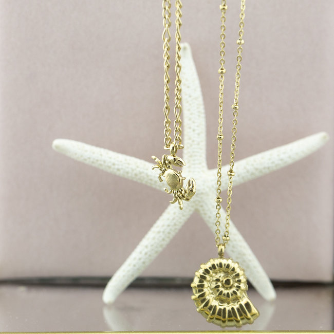 Goud ketting bolletjes schelp