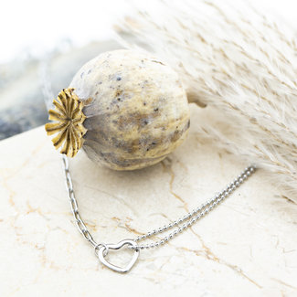 Day & Eve  Zilver hart ketting schakels