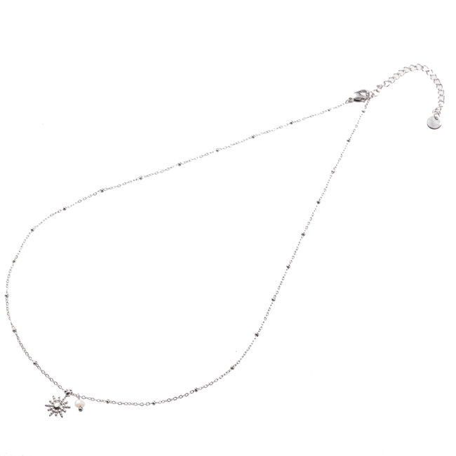 Day & Eve by Go Dutch Label Zilver ketting met parel en zonnetje