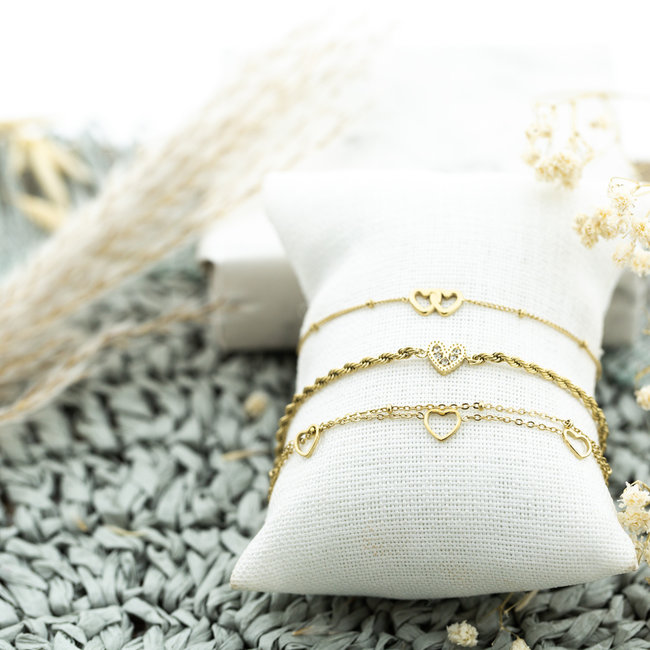 Day & Eve  Goud armbandje schakels en hart