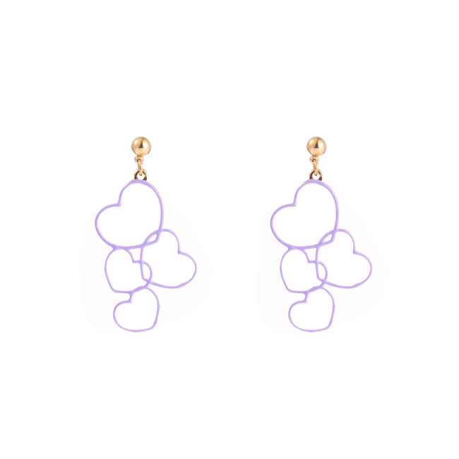 Day & Eve  Paarse ronde of hart oorbellen