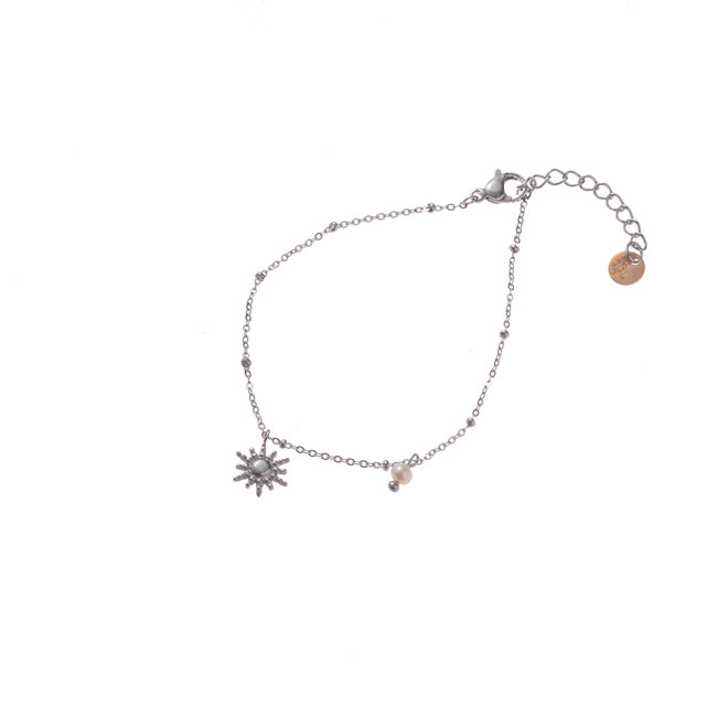 Day & Eve  Zilver armband met parel en zonnetje