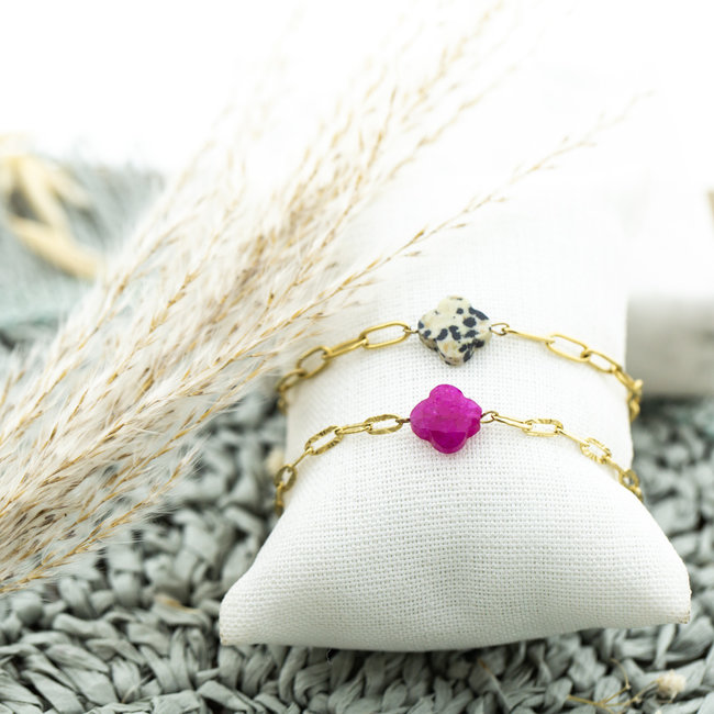 Day & Eve  Natuursteen klaverarmband