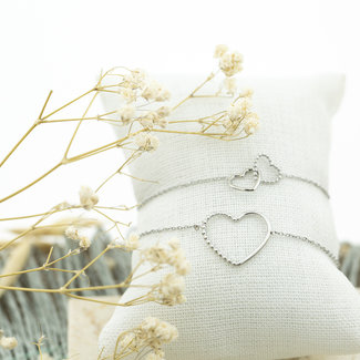 Day & Eve  Fijne zilver hart armbandjes