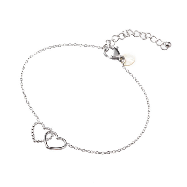 Day & Eve  Fijne zilver hart armbandjes
