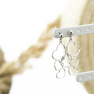 Day & Eve by Go Dutch Label Zilver lange hart oorbellen