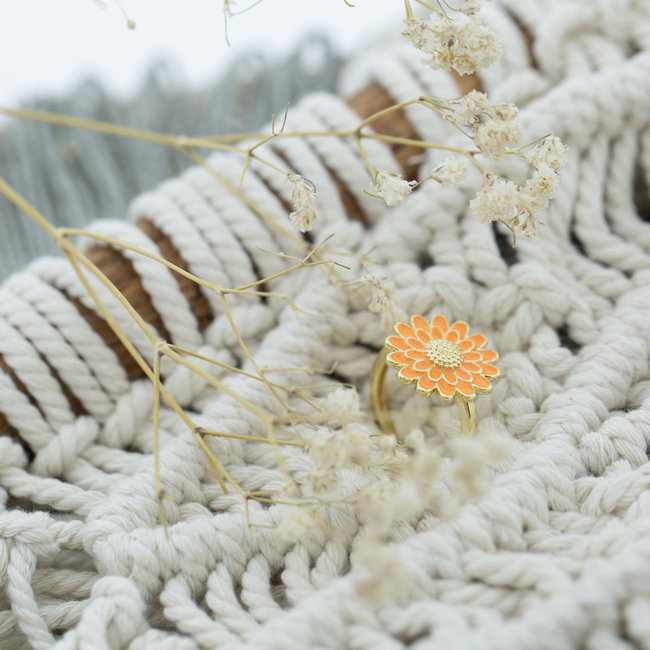 Biba Oranje bloem ring