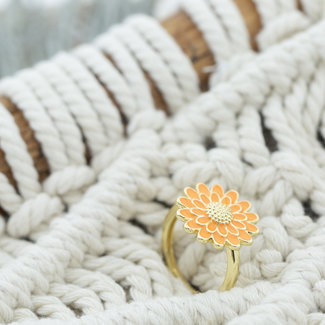 Biba Oranje bloem ring