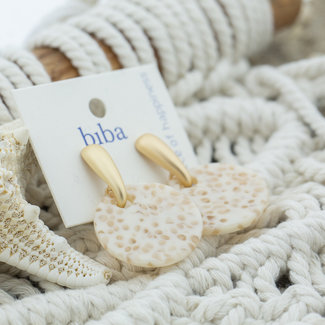 Biba Creme print oorbellen