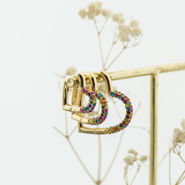 Biba Goud gekleurde hart oorbellen