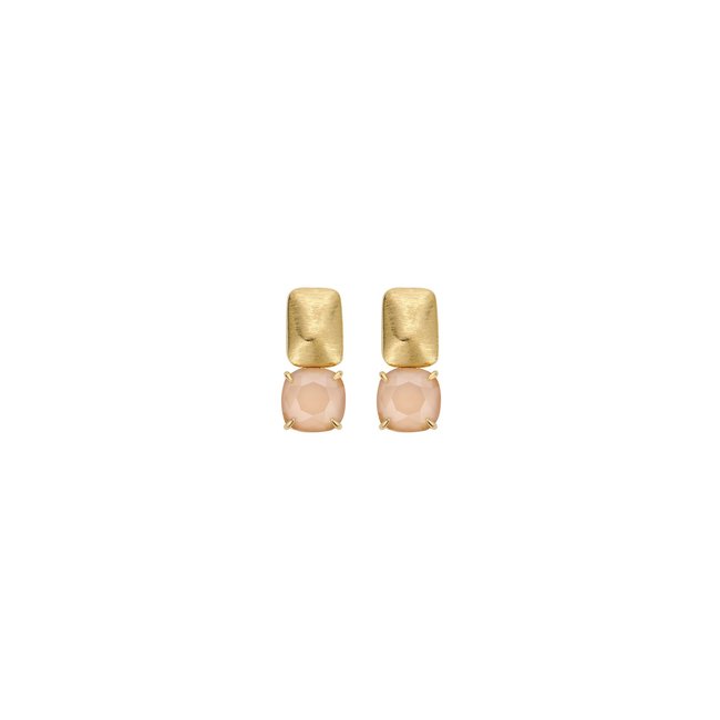 Nude matte rechthoek crystal oorbellen
