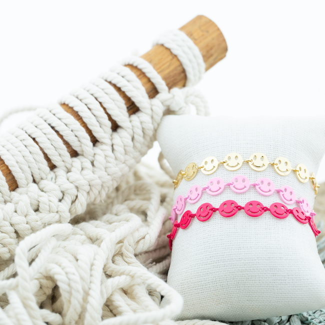 Biba Roze smiley armband