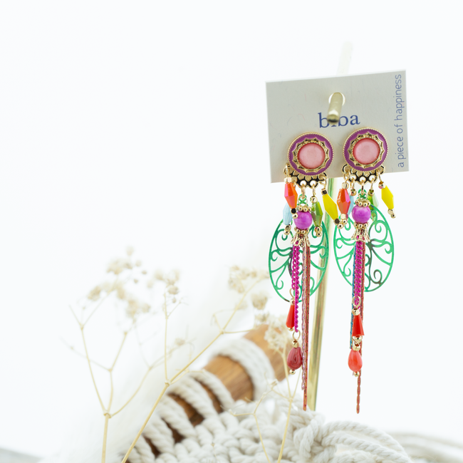 Biba Ibiza multicolor lange opvallende oorbellen