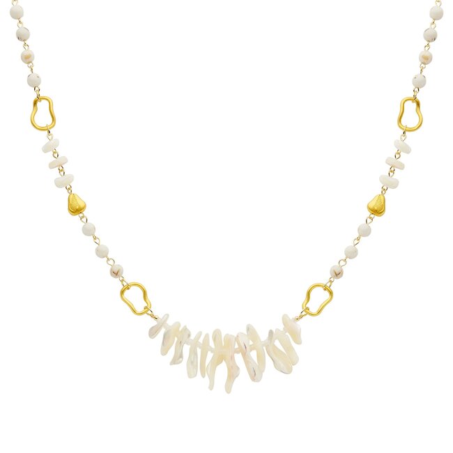 Biba Witte shell ketting met ringen