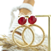 Biba Grote rode crystal oorbellen met matte ring