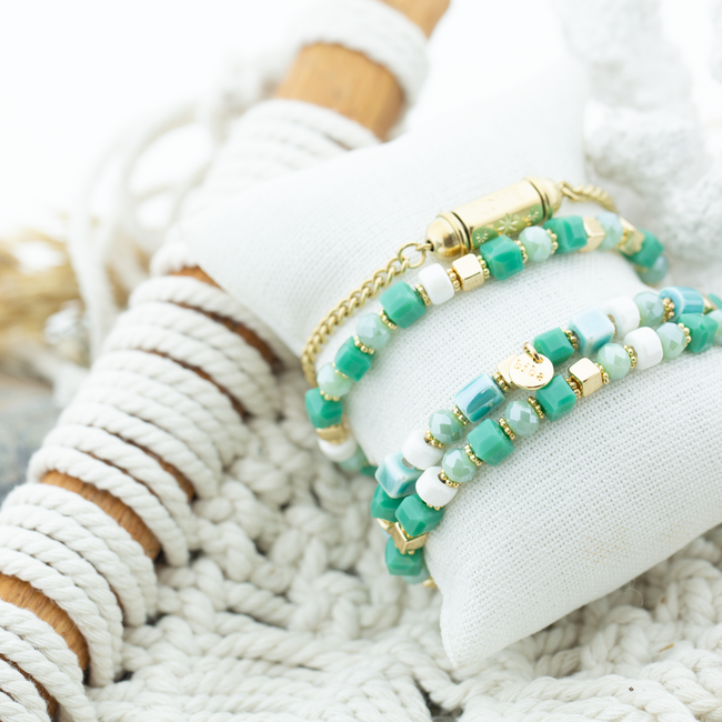 Mint keramiek kralen armband