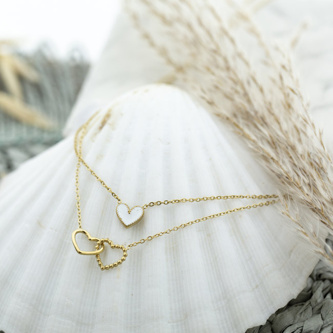 Day & Eve  Goud hart ketting