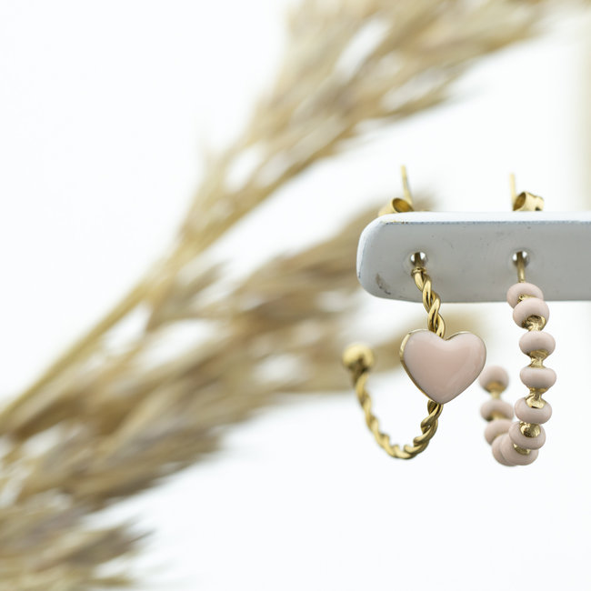 Day & Eve by Go Dutch Label Roze goud stainless steel oorbellen