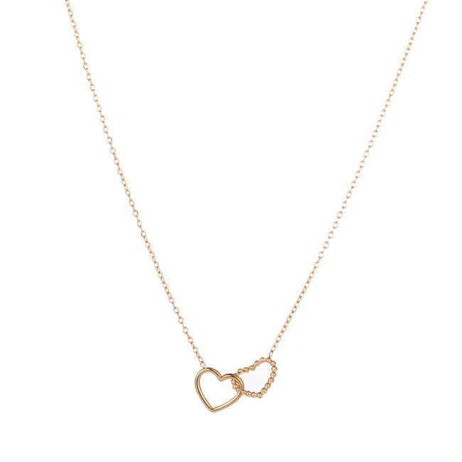 Day & Eve by Go Dutch Label Gouden ketting met dubbele verbonden harten