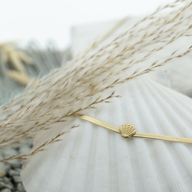 Day & Eve by Go Dutch Label Platte schakel goud ketting met schelpje