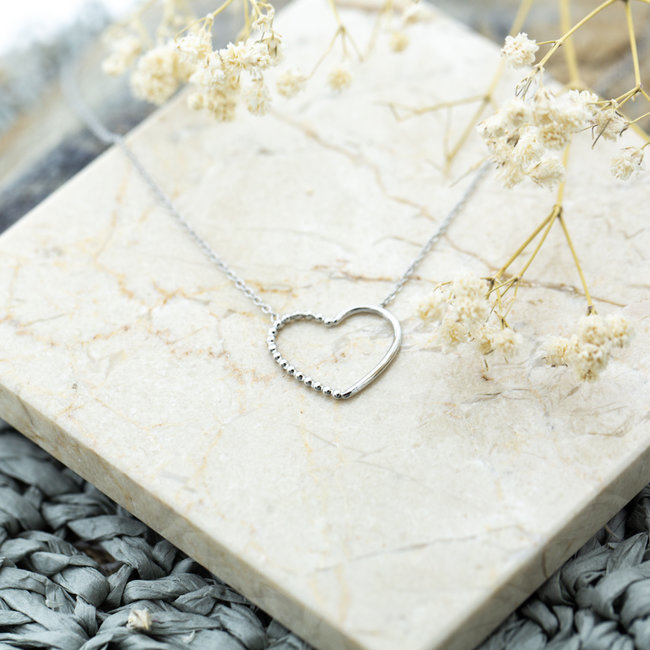 Zilver ketting met hart
