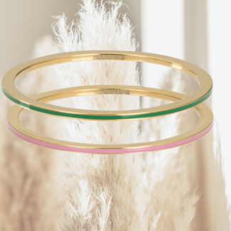 IXXXI Groene of roze 1mm ring goud