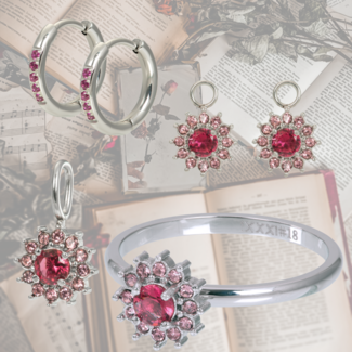 IXXXI Zilver met pink crystal sieraden