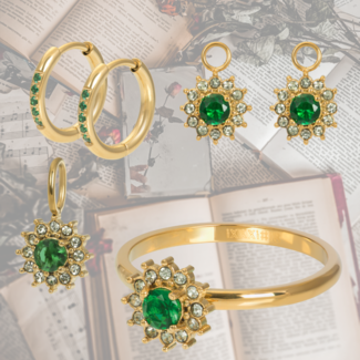 IXXXI Goud Sieraden met groene steen