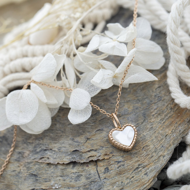 IXXXI Rosegoud Ketting met Steen, bloem of hart hanger