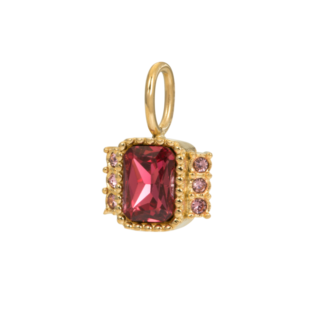 Goud Ketting met roze miracle rechthoek steen