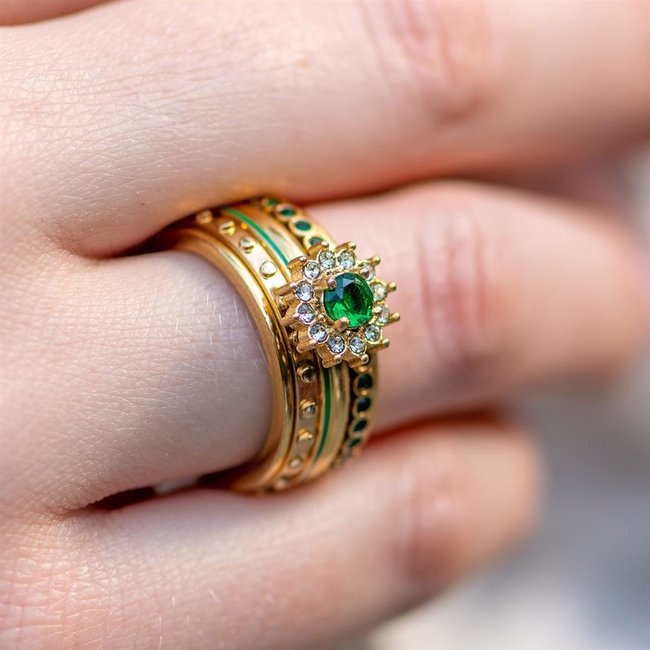 Complete goud met groene lucia ring
