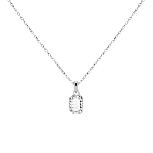 KARMA Echt zilver ketting vintage retro rechthoek crystal hanger