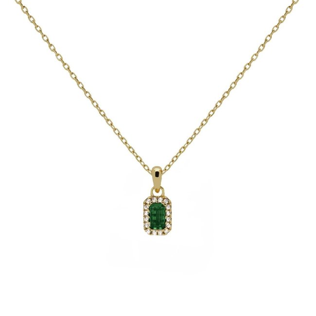 KARMA Goldplated  ketting vintage retro rechthoek crystal hanger