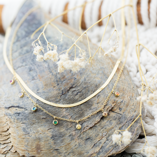 ZAG  Bijoux Dubbele regenboog steentjes ketting