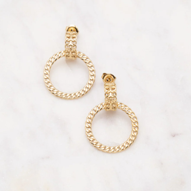 Ikita  Gouden schakel ronde oorbellen