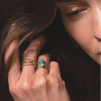 Bohm Paris Turquoise en goud ringen combinatie