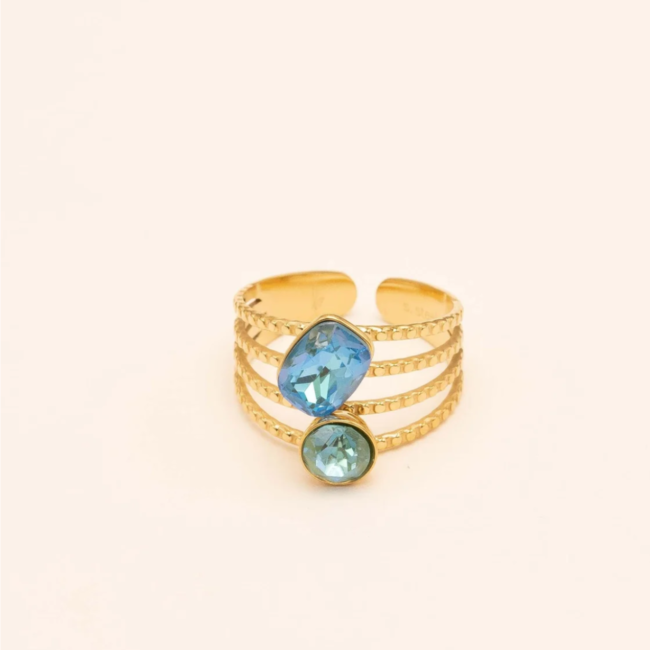 Bohm Paris Turquoise en goud ringen combinatie