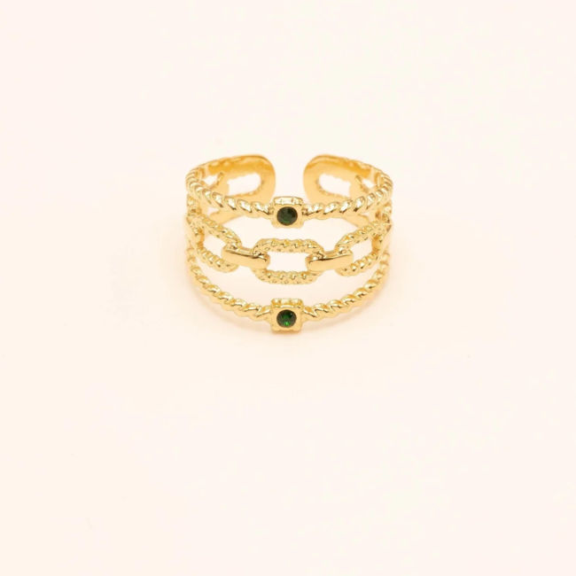 Bohm Paris Turquoise en goud ringen combinatie