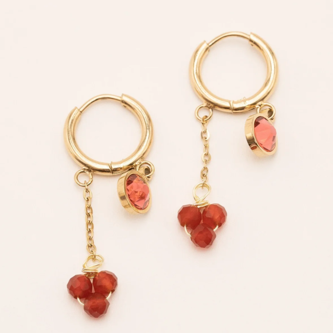 Bohm Paris Gouden oorringen indian pink