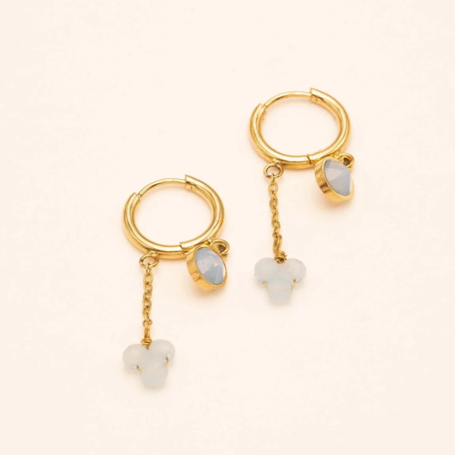 Bohm Paris Lichtblauwe oorringen stainless steel