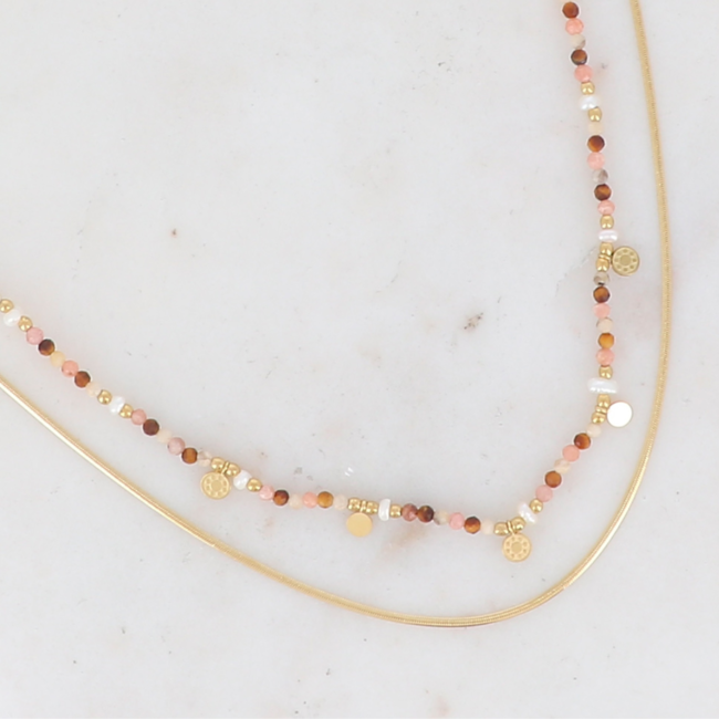 Bohm Paris Dubbele natuursteen ketting met platte schakel of sterren