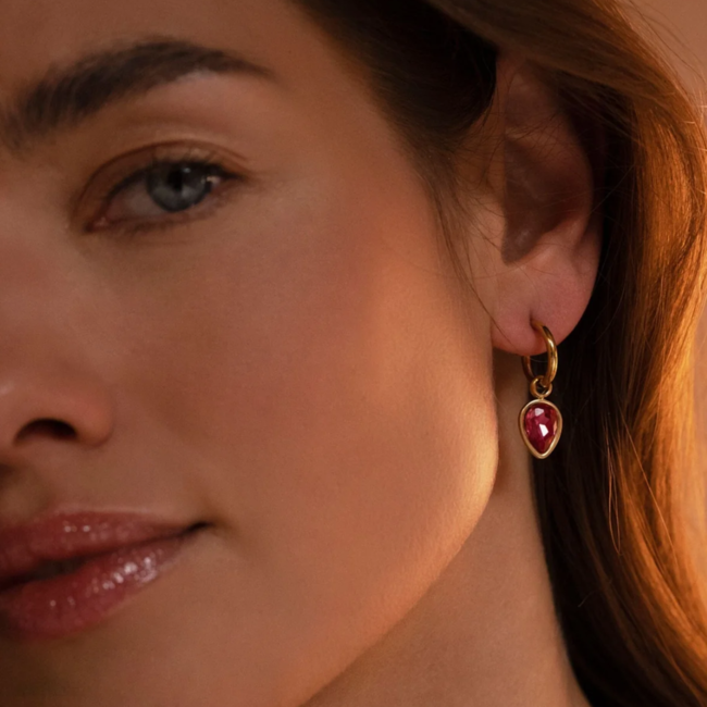 Bohm Paris Omgekeerde druppel oorbellen met roze steen
