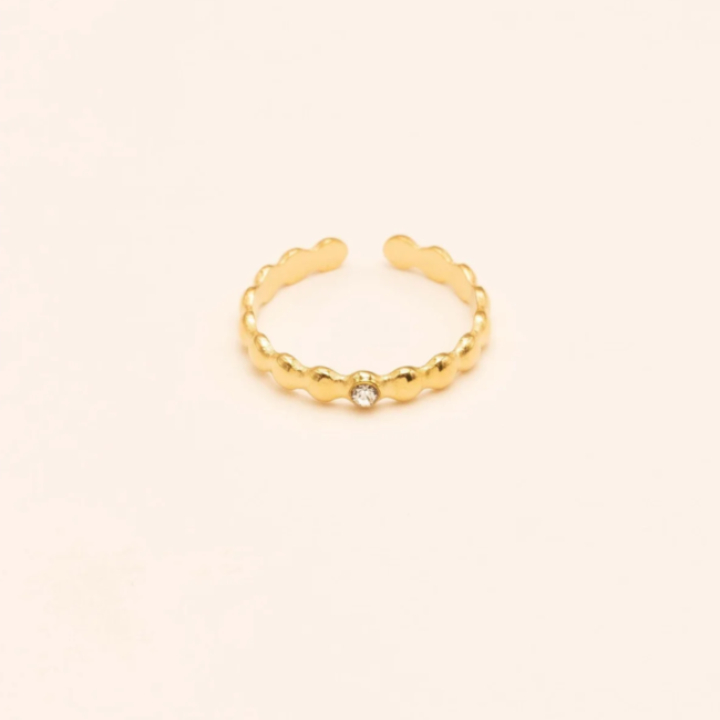 Goud stalen ringen  blaadjes of crystal steen