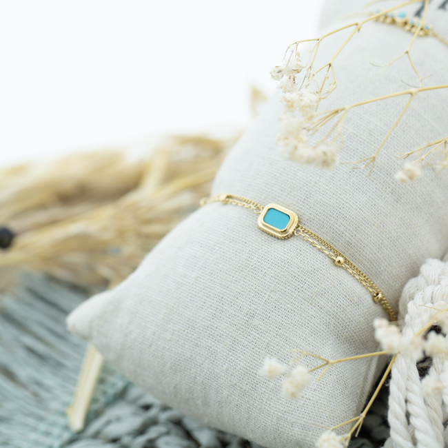 ZAG  Bijoux Turquoise goud trendy armbandjes schakels en steentjes