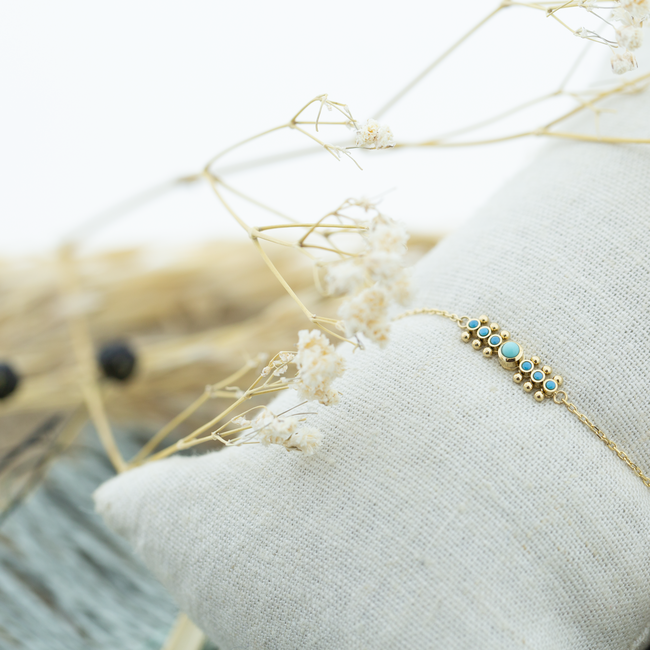 ZAG  Bijoux Turquoise goud trendy armbandjes schakels en steentjes