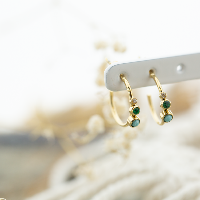 ZAG  Bijoux Goud oorbellen met mint groene zirconia