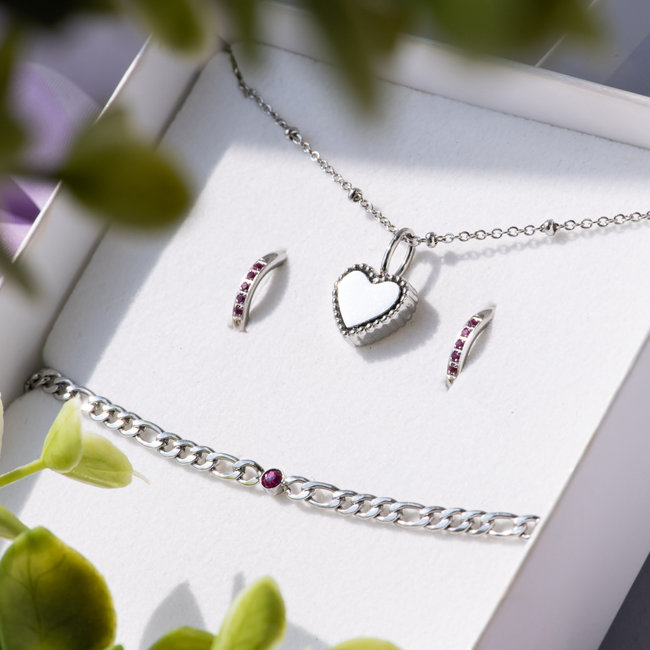 Complete zilver sieraden giftset met hart