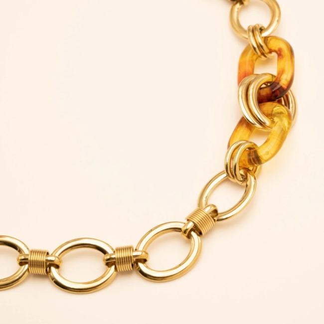 Bohm Paris Goud resin schakelketting en ginko