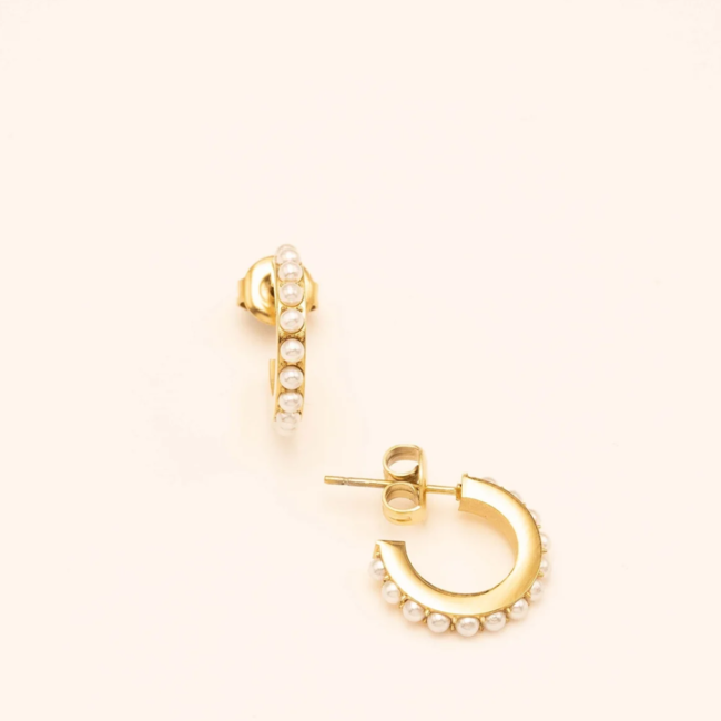 Bohm Paris Stainless steel goud parel oorbellen